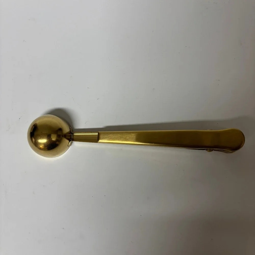 Alcami Gold Coffee Scoop with Bag Clip Measuring Spoon Stainless Steel 7 Inch